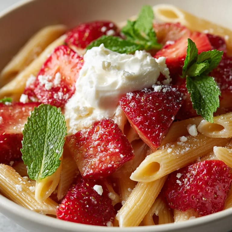 W misce z pastą z pysznymi czerwonymi jagodami, takimi jak truskawki, wraz z serem.