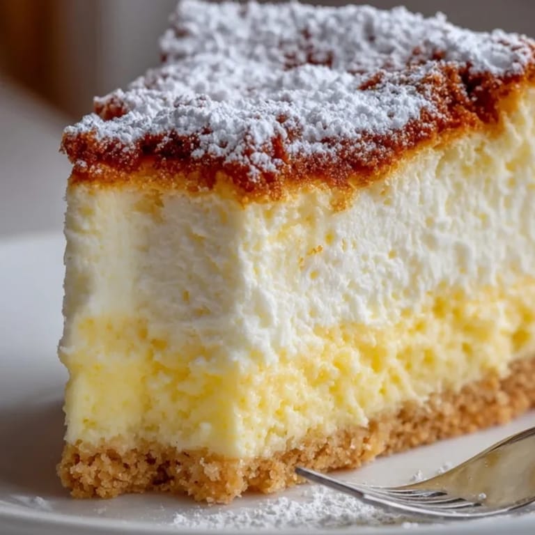 Delikatny sernik polski na kruchym spodzie, posypany cukrem pudrem, zapraszający do spróbowania.