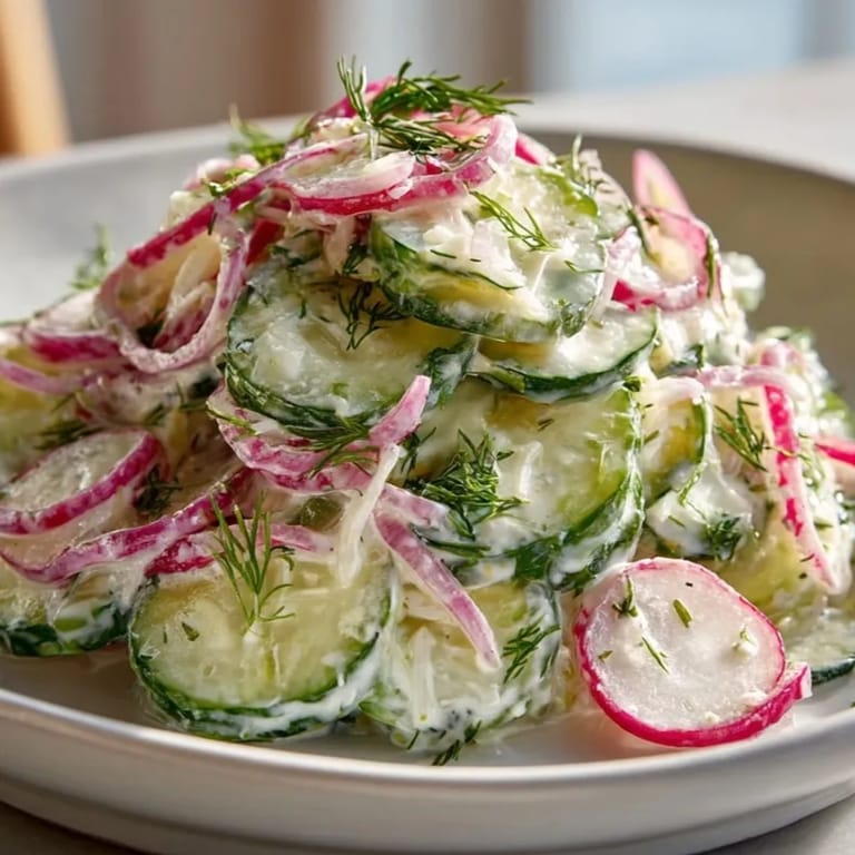 Lekka polska sałatka koperkowa, idealna do schłodzenia w upalny dzień, z jogurtem i świeżym koprem.