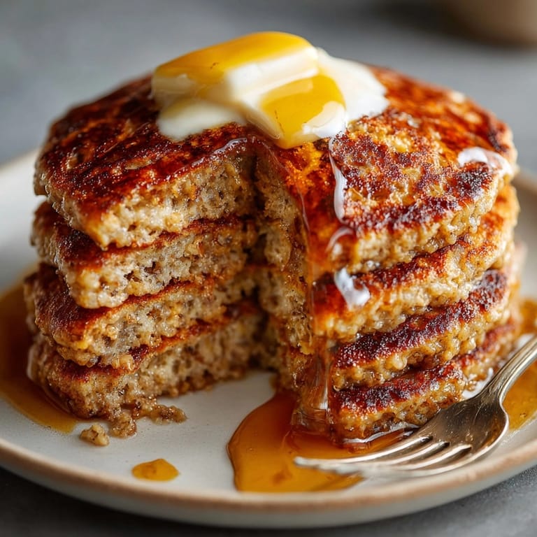 Brunch perfection: Crispy Buckwheat Pancakes, topped with fresh berries and creamy butter.