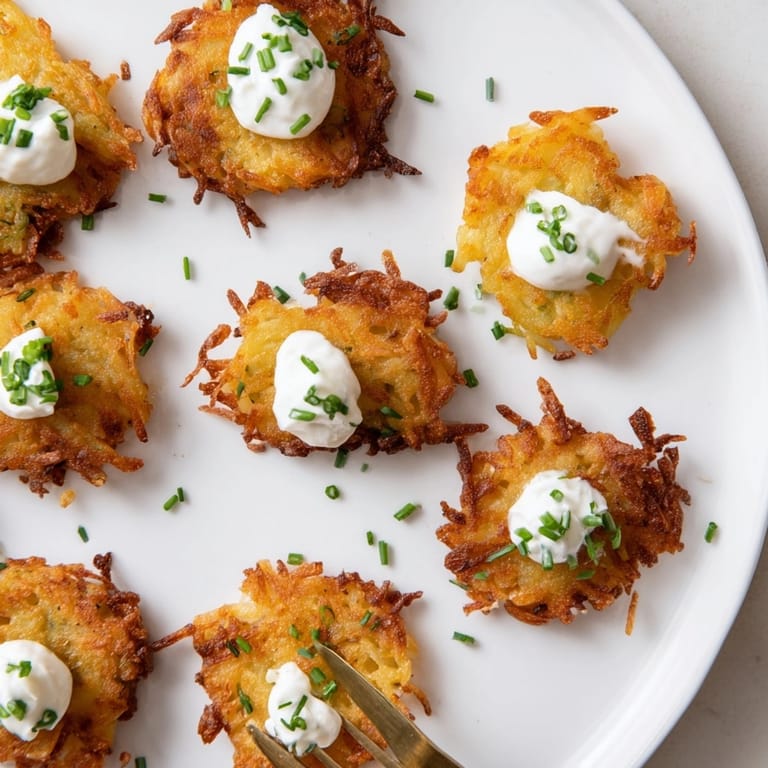Mini Polish Potato Pancake Bites: chrupiące złoto na talerzu, idealne na przystawkę.
