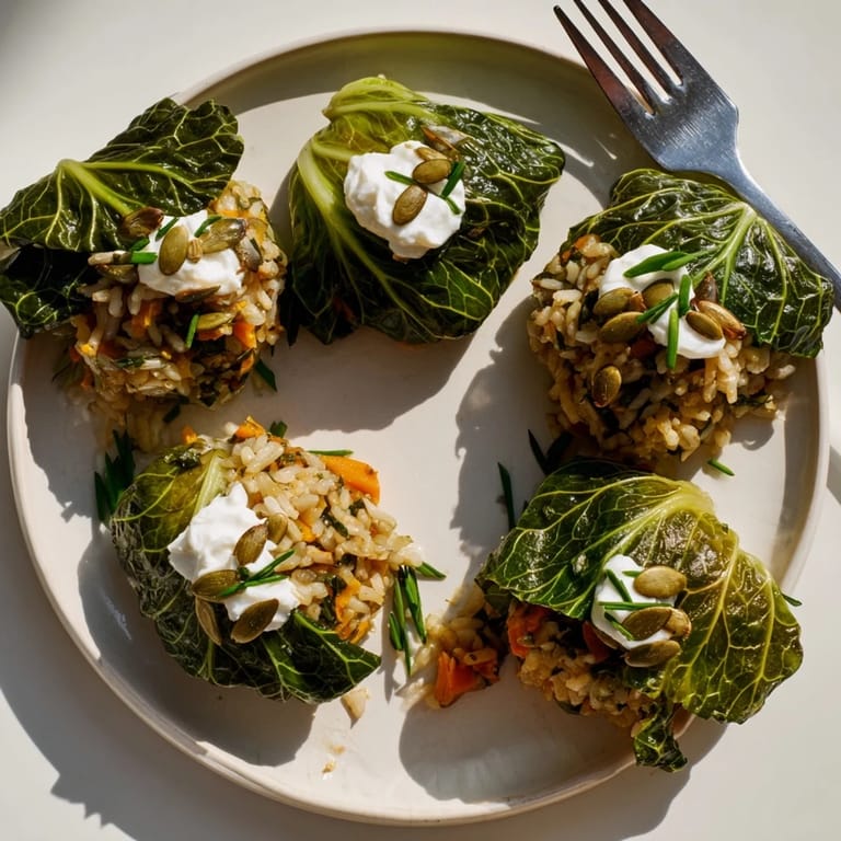 Vibrant Miso Pumpkin Golabki Cups, filled with flavorful roasted pumpkin and rice mixture.  