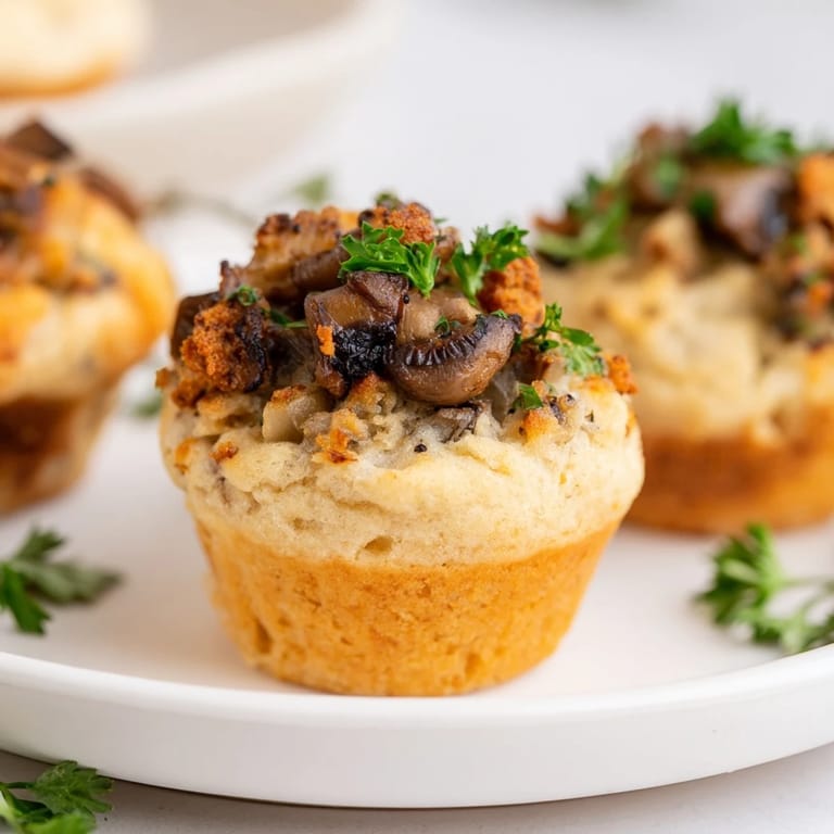 Warm Vegan Mushroom Stroganoff Muffins bursting with rich flavors, perfect for snacking.