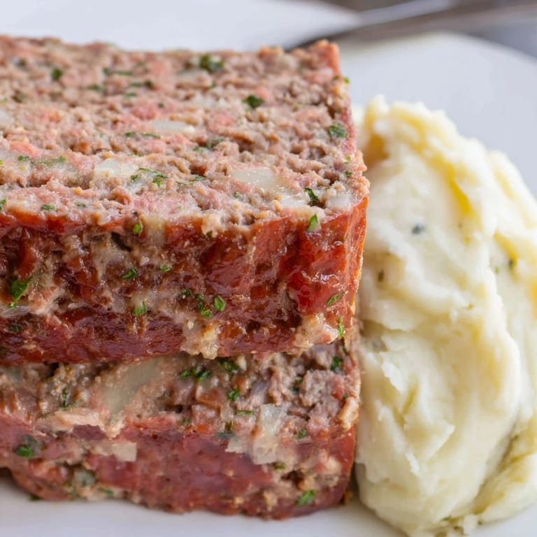 Soczysta polska mielonka, podawana z pysznym puree czosnkowym i ziołami.  