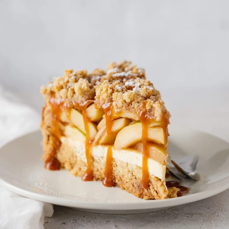 Aromatyczny tort z jabłkami i karmelem, doskonały na słodkie chwile z bliskimi.