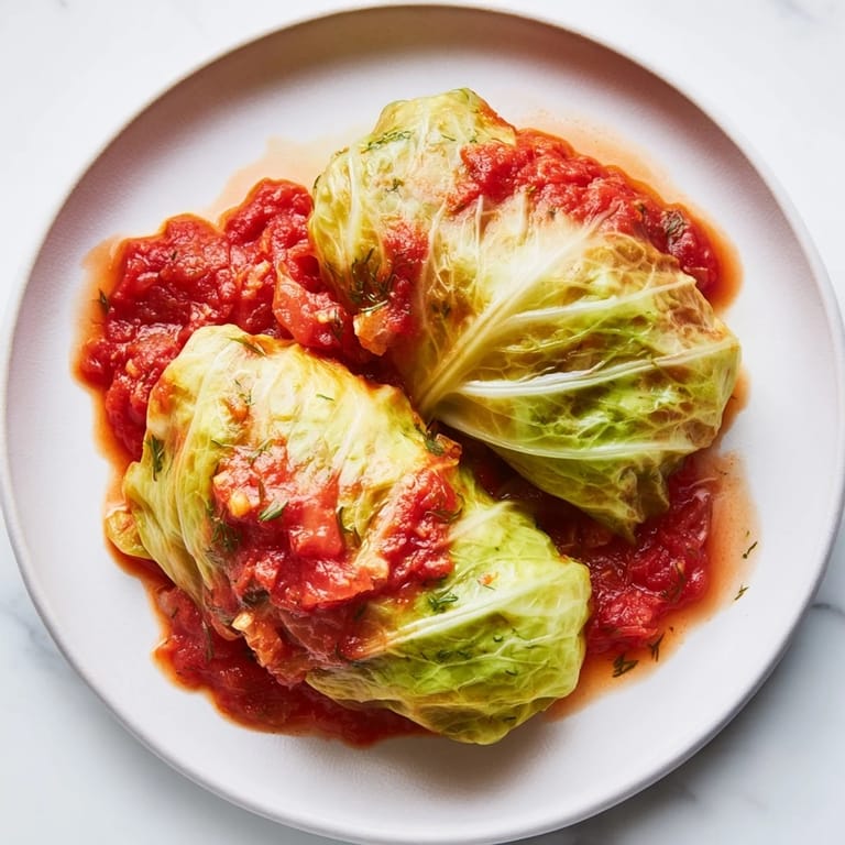 Gotowe do spożycia mini gołąbki: połączenie mięsa, ryżu i sosu Rococo w polskiej kuchni.