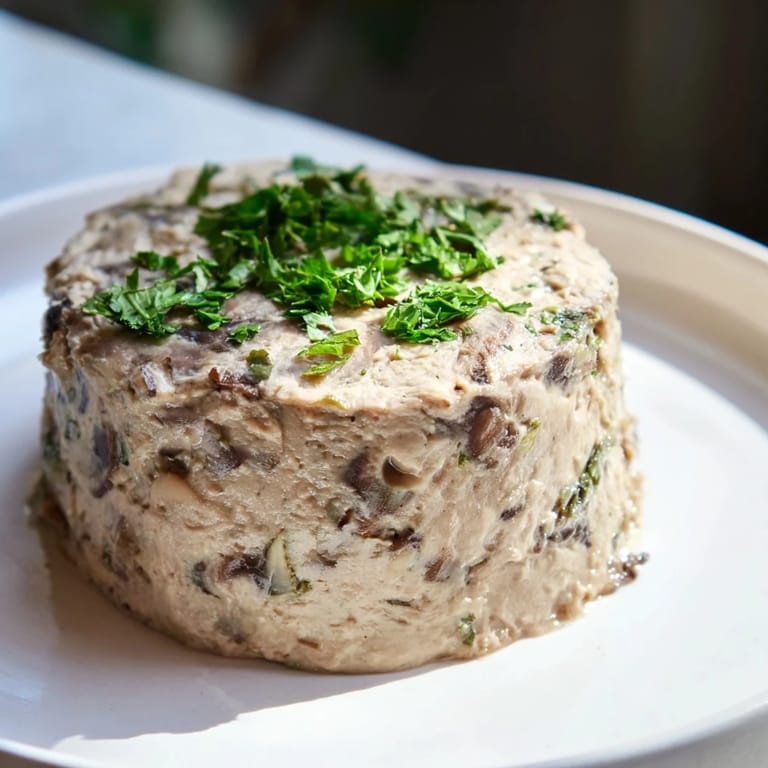 Earthy Effortless Lentil and Mushroom Pâté, smoothly blended and ready for bread or crudités.