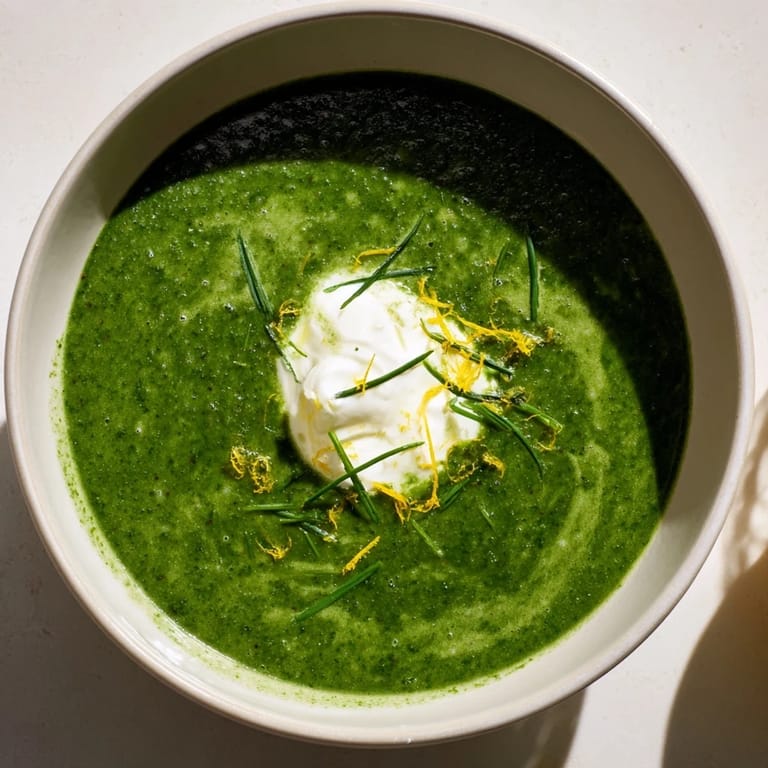 Fresh spring flavors in this Viral Nettle Soup Twist, with a swirl of cream and fresh herbs.