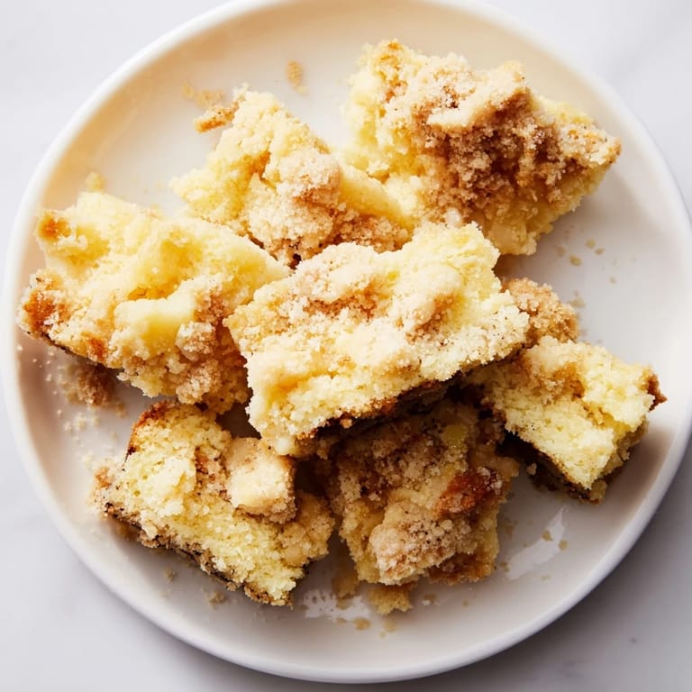 Freshly made Quick Makowiec crumble, a lovely topping adding sweetness and texture before baking.