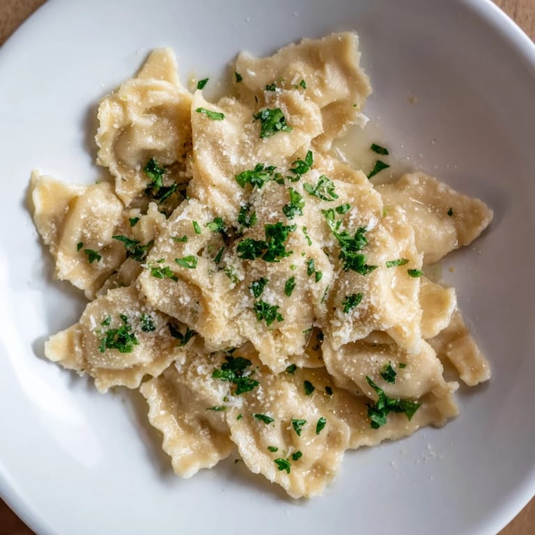 Close-up of freshly cooked Lightened Kluski Appetizer, a delicious and savory Polish appetizer.