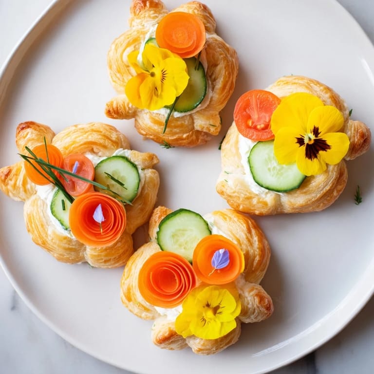 Close-up of vibrant fairy garden flower shaped snacks, perfect for a magical children's party.