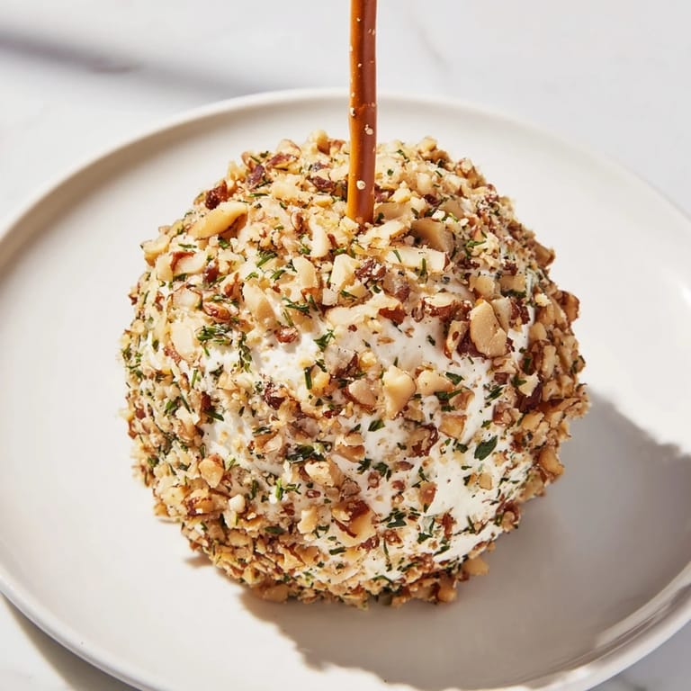Festive, bite-sized Champagne Cork Cheese Balls appetizers with pretzel "corks" ready to enjoy.