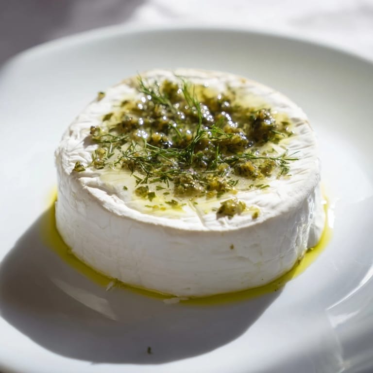 Close-up of a Victorian Cameo, an elegant appetizer with creamy cheese and black olive design.