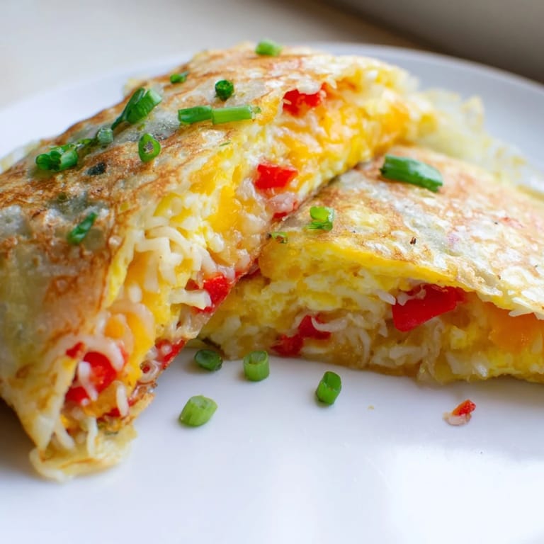 Crispy Rice Paper Egg Cheese Wrap with golden, melted cheese, ready for a satisfying breakfast.