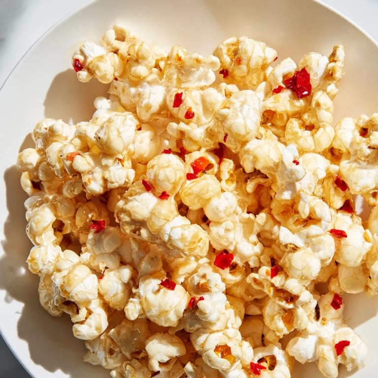 Golden-brown Hot Honey Butter Popcorn, glistening from the melted butter, ready for snacking.