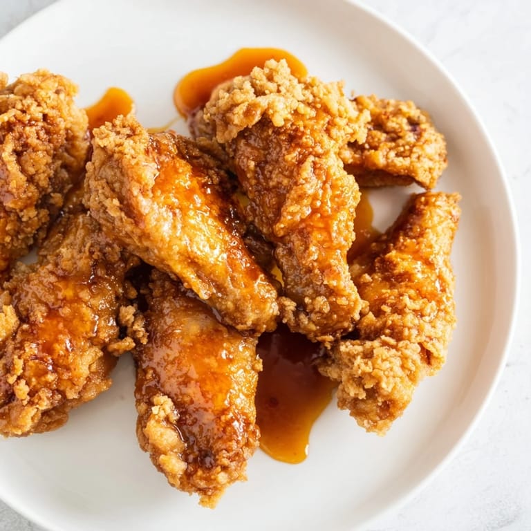 Freshly fried Fried Chicken Wings drizzled with smoky BBQ sauce, paired with ranch dressing and extra wing tips.