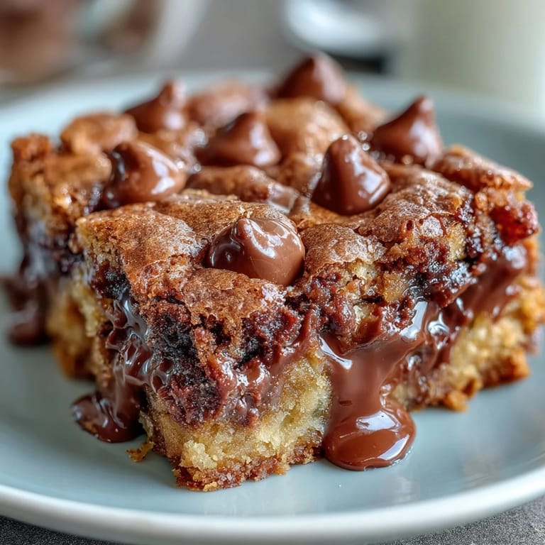 A slice of Rich Peanut Butter Cup Dump Cake with warm, gooey peanut butter cups, chocolate chips, and a creamy peanut butter swirl.