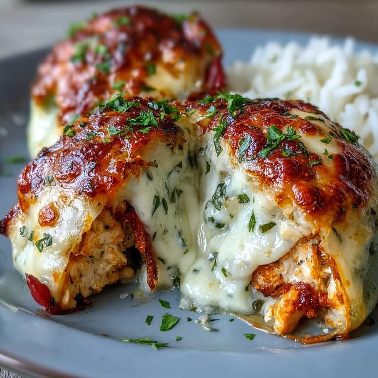 Juicy chicken and gooey cheese peek from tender peppers in this comforting Garlic Parmesan Chicken Stuffed Peppers dish.