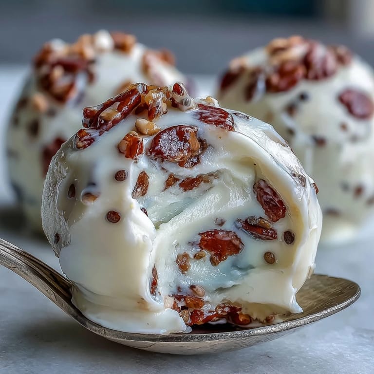 Close-up view of Frozen Greek Yogurt Peanut Butter Bites showing a smooth texture and mini chocolate chips in a mini-muffin tin.