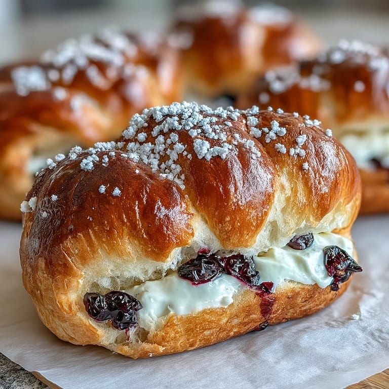 Light and airy Cottage Cheese Blueberry Cloud Bread served with a dollop of Greek yogurt and honey drizzle.