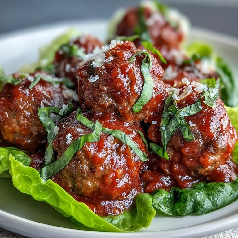 Smakowite pulpety z indyka w sałatowych zawijkach z sosem pomidorowym.