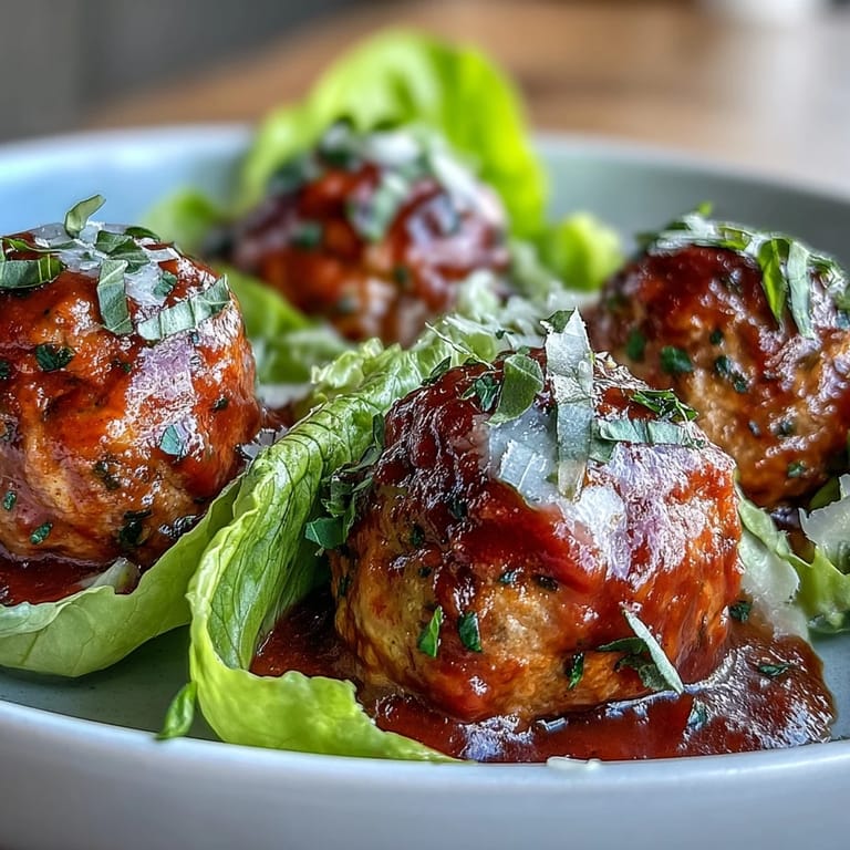 Świeże zioła i ser parmezan na pulpety z indyka w sałacie.