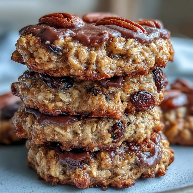 Stack of chewy Vegan Banana Oat Breakfast Cookies, perfect with coffee for breakfast.