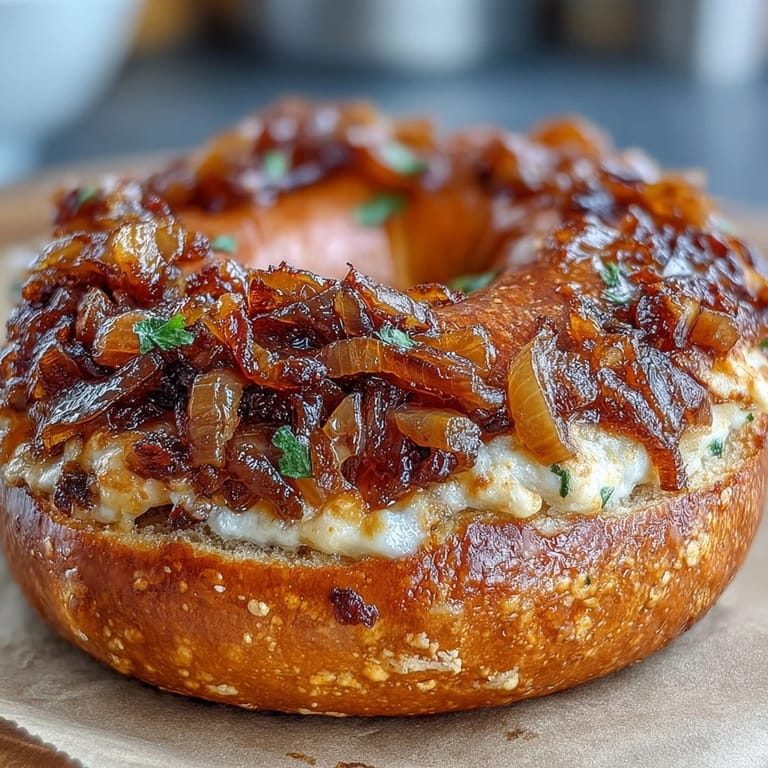 Pączki na sztućce z intensywnym smakiem kwaśnego zakwasu, wysypane złotą cebulką i pieczone do złotobrązowego koloru.