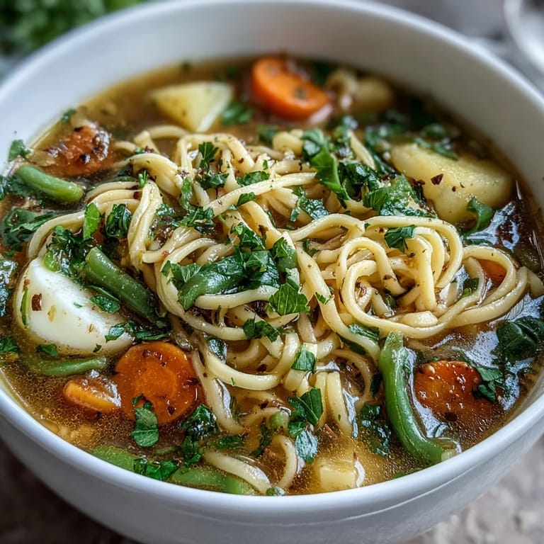 Płynna zupa jarzynowa z makaronem - pyszna, pełna warzyw zupka z makaronem, idealna na obiad lub kolację.