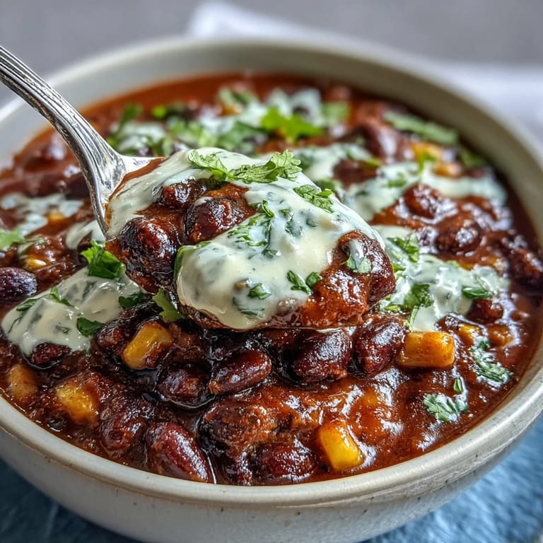 Pyszna, kolorowa potrawa wegańska z czarną fasolą, kukurydzą i świeżą kropelką kremu z limonki.  