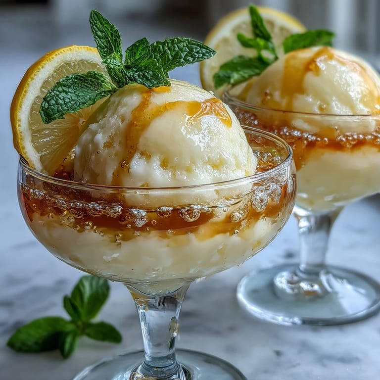 Elegancka prezentacja drinku z limoncello, sorbetu cytrynowego i wody gazowanej z limonki w szklance.