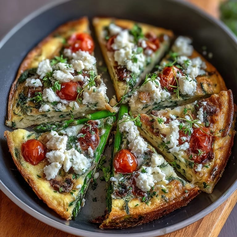 3. One-pan Healthy Easy Spring Veggie Frittata, fluffy eggs with seasonal veggies and feta.