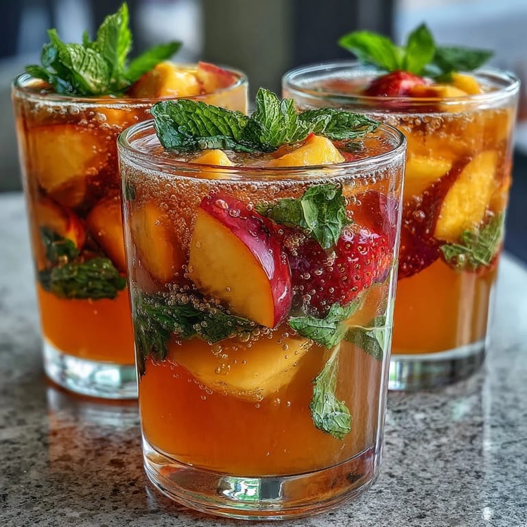 Kolorowa mieszanka mango, brzoskwinia i cytrusów w lodówce, idealna na letnie przyjęcia.