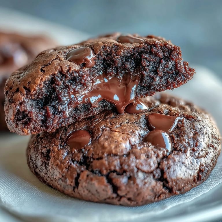 Miękkie, gumowe ciasteczka z mieszanki do brownie z kawałkami czekolady.