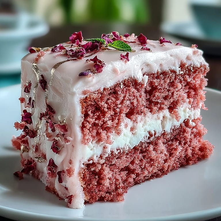 Elegancki różowy biszkopt z wina rosé, posmarowany kremowym kremem serowym, z ozdobnym złotym dripem na tort weselny.