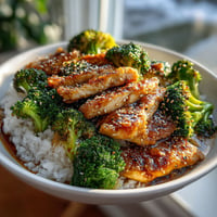 A bowl of food with broccoli and meat.