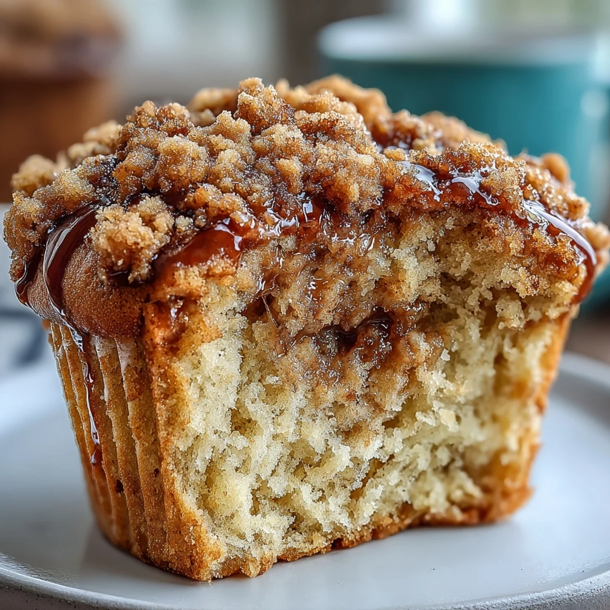 Pyszne muffinki z bananem i resztkami zakwasu, udekorowane kruszonką cynamonową.  