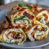 Kolorowe, kształtne ruloniki z indykiem i serem, pełne warzyw i sera kremowego, idealne na lunchy dziecięce.