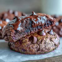 Pyszne, chrupiące ciasteczka czekoladowe z mieszanki do brownie z bogatymi kawałkami czekolady.