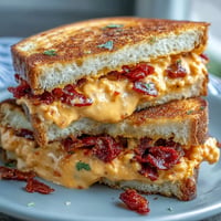 Złoty pimento cheese grilled cheese, z rozpływającym się serem i zrumienionym chlebem.